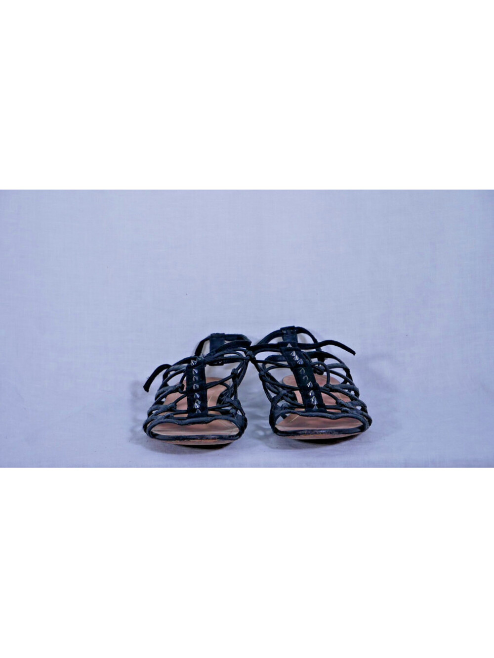 Brian Atwood Black Strappy Studded Sandals Size 7.5